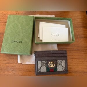 Gucci Signature Brown and Green Card Holder